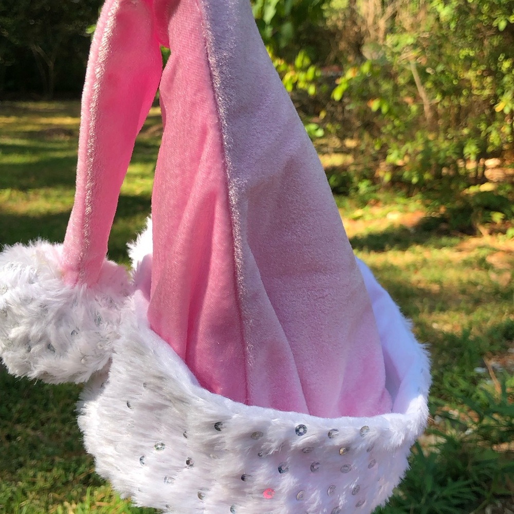 Pink Santa Hat with Faux Fur Trim